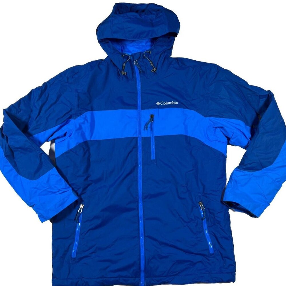 Columbia Thermal Coil Jacket Full Zip Hood Men's Size Medium Blue